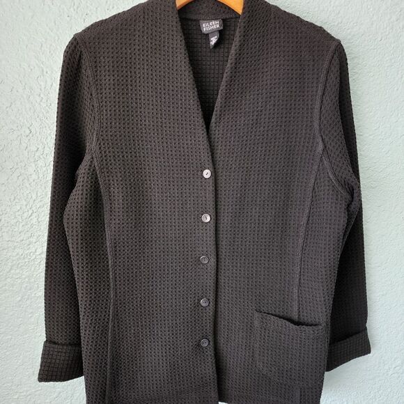 Eileen fisher cotton viscose blend button down lagenlook sweater cardigan - Picture 1 of 11